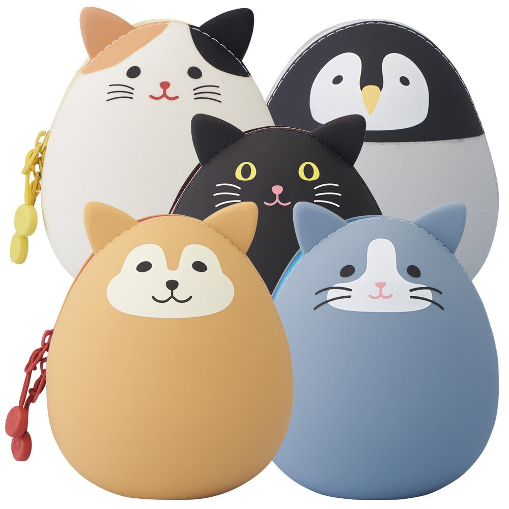 LIHIT LAB PuniLabo Zipper Pouch Egg Shaped - Gray Cat A7782-4 LIHIT LAB. 12.98 OEShop