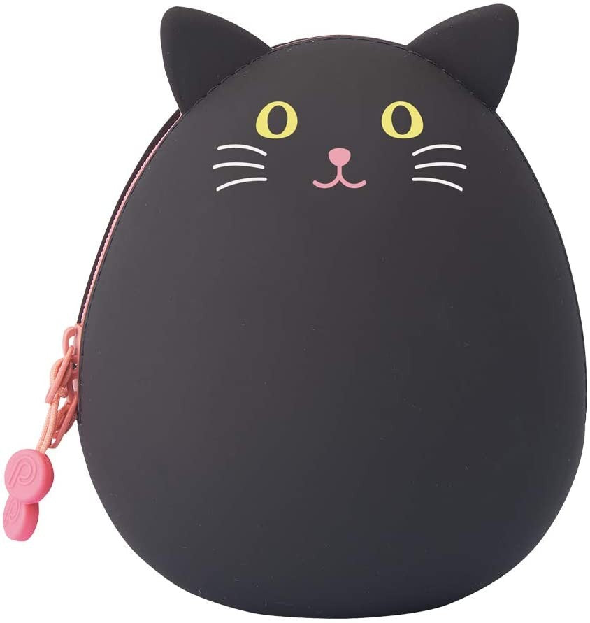 Lihit Lab PuniLabo Zipper Pouch Egg Shaped Big  - Black Cat A7783-3 LIHIT LAB. 14.98 OEShop