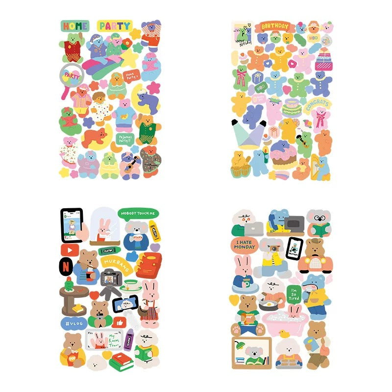 Yzyuezhen Cute Animal Stickers (4 pieces)