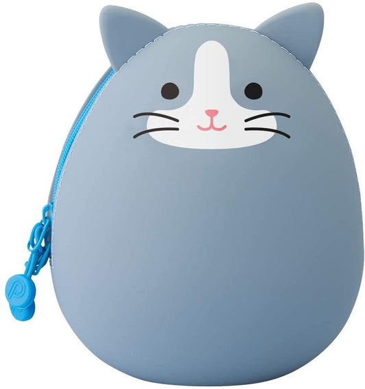 Lihit Lab PuniLabo Zipper Pouch Egg Shaped Big  - Gray Cat A7783-4 LIHIT LAB. 14.98 OEShop