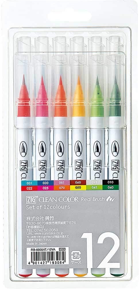 Kuretake Zig Clean Colour Real Brush Set of 12 colours  RB-6000AT/12VA Kuretake 24.98 OEShop