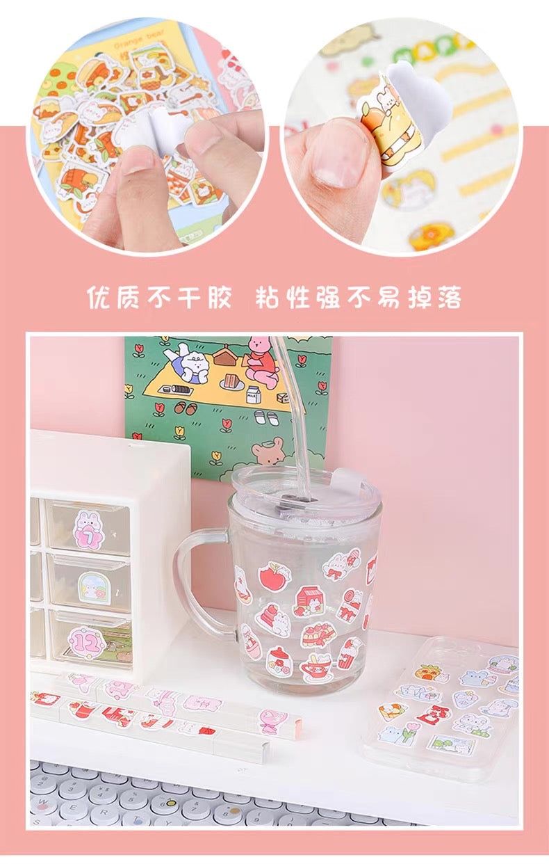 Yzyuezhen Cute Bear & Bunny Stickers (200 pieces)