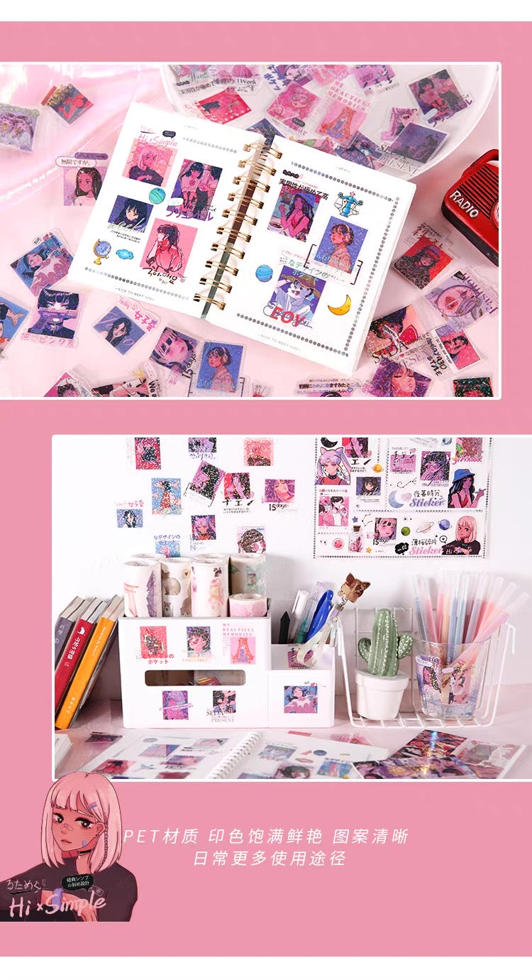 Moore Harajuku Girl Stickers (40 pieces)