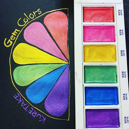 Kuretake Gansai Tambi Gem Colors 6 Metallic-toned Paints Set MC20GC/6V Kuretake 13.98 OEShop