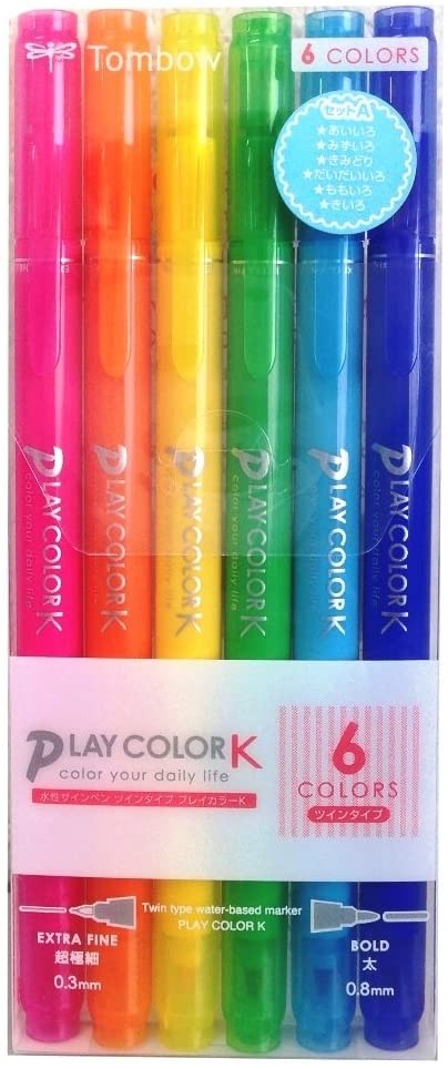 Tombow Play ColorK 6 Color GCF-611A Twin type 0.8mm 0.3mm Tombow 6.99 OEShop