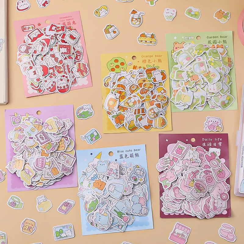 Yzyuezhen Cute Bear & Bunny Stickers (200 pieces)