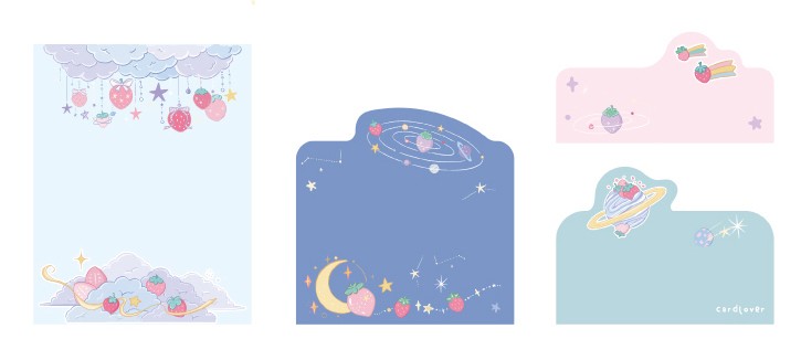 Card Lover Memo Notes Strawberry Star Pendant 4 designs x 25pcs OEShop 2.49 OEShop