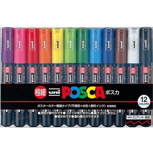 Uni POSCA Paint Marker PC-1M 12C Fine 12 Color Set Uni MITSUBISHI PENCIL 31.98 OEShop