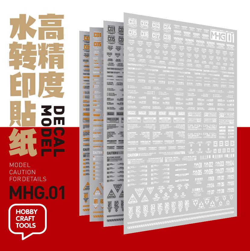 HobbyMio MHG01 Model Decals 1/144 Universal Warning Label With UV Options