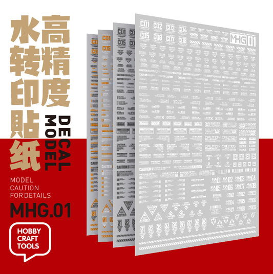 HobbyMio MHG01 Model Decals 1/144 Universal Warning Label With UV Options