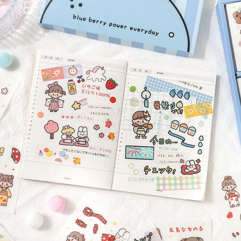 Paper Dyeing Sticker Gift Box Blue Berry Power Everyday 100 sheets Washi Paper no repeated OEShop 8.99 OEShop