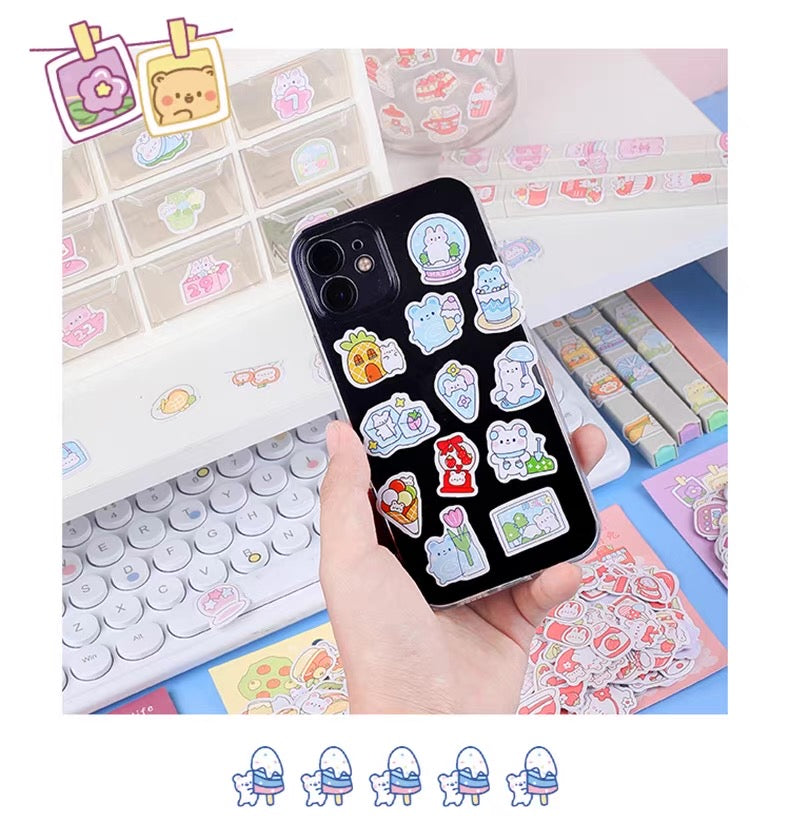 Yzyuezhen Cute Bear & Bunny Stickers (200 pieces)