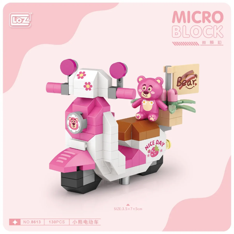 LOZ Micro Block 8613 Bear electric vehicle - 130 Pcs Model Bricks Building Blocks