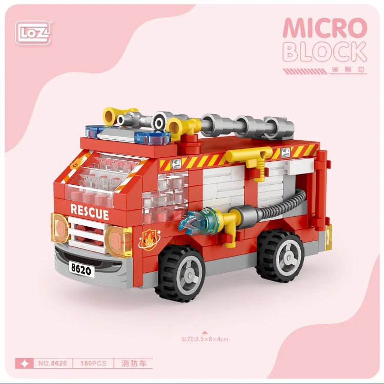 LOZ Micro Block 8620 Fire truck - 180 Pcs Model Bricks Building Blocks