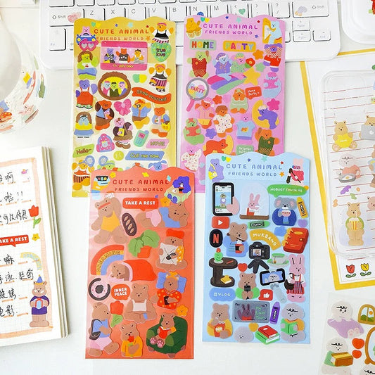 Yzyuezhen Cute Animal Stickers (4 pieces)