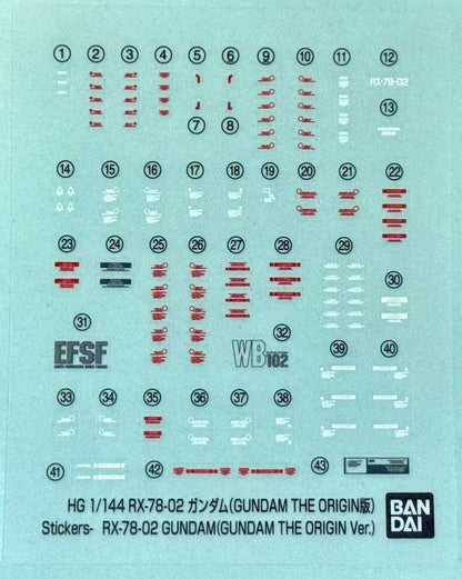 PART - 1/144 HGGTO 026 RX-78-02 Gundam (Gundam The Origin Ver.) - Runners & Stickers