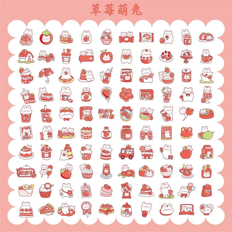 Yzyuezhen Cute Bear & Bunny Stickers (200 pieces)