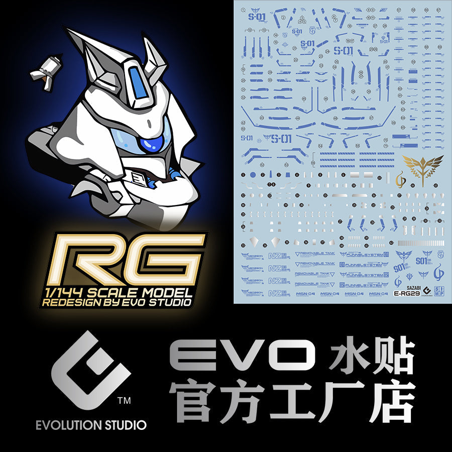 EVO E-RG29BL RG Sazabi (Blue) UV Evolution Studio Decals