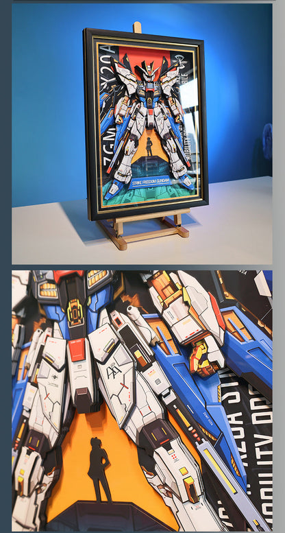 Framed Arts Handmade 3D Decor Paper Art Picture Mecha Robot ZGMF-X20A