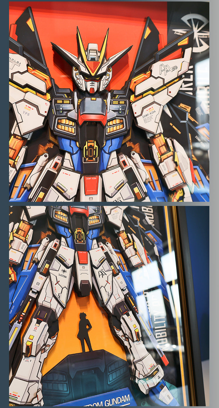 Framed Arts Handmade 3D Decor Paper Art Picture Mecha Robot ZGMF-X20A