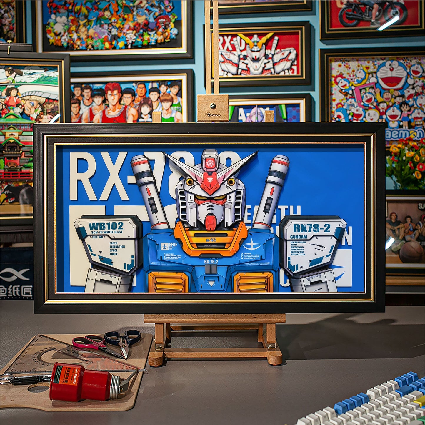 Framed Arts Handmade 3D Decor Paper Art RX-78-2 Picture