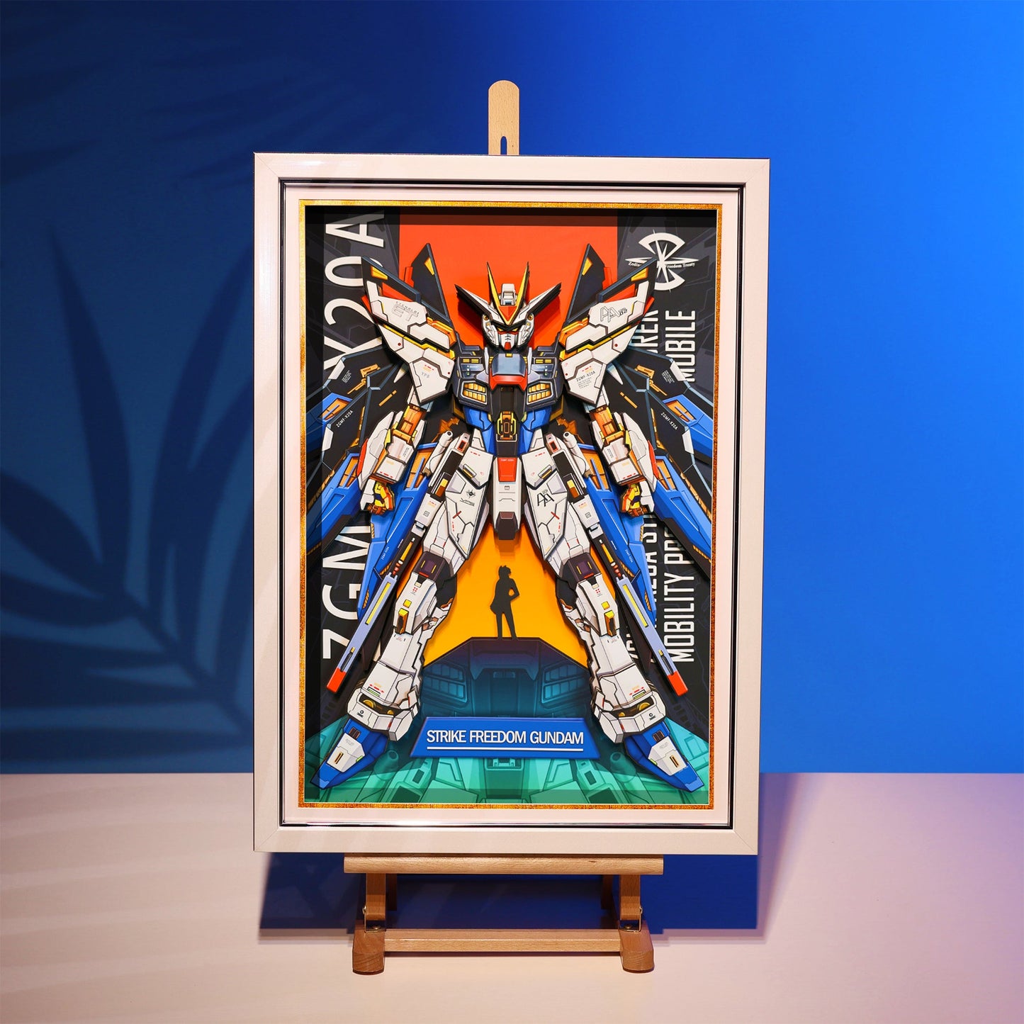 Framed Arts Handmade 3D Decor Paper Art Picture Mecha Robot ZGMF-X20A