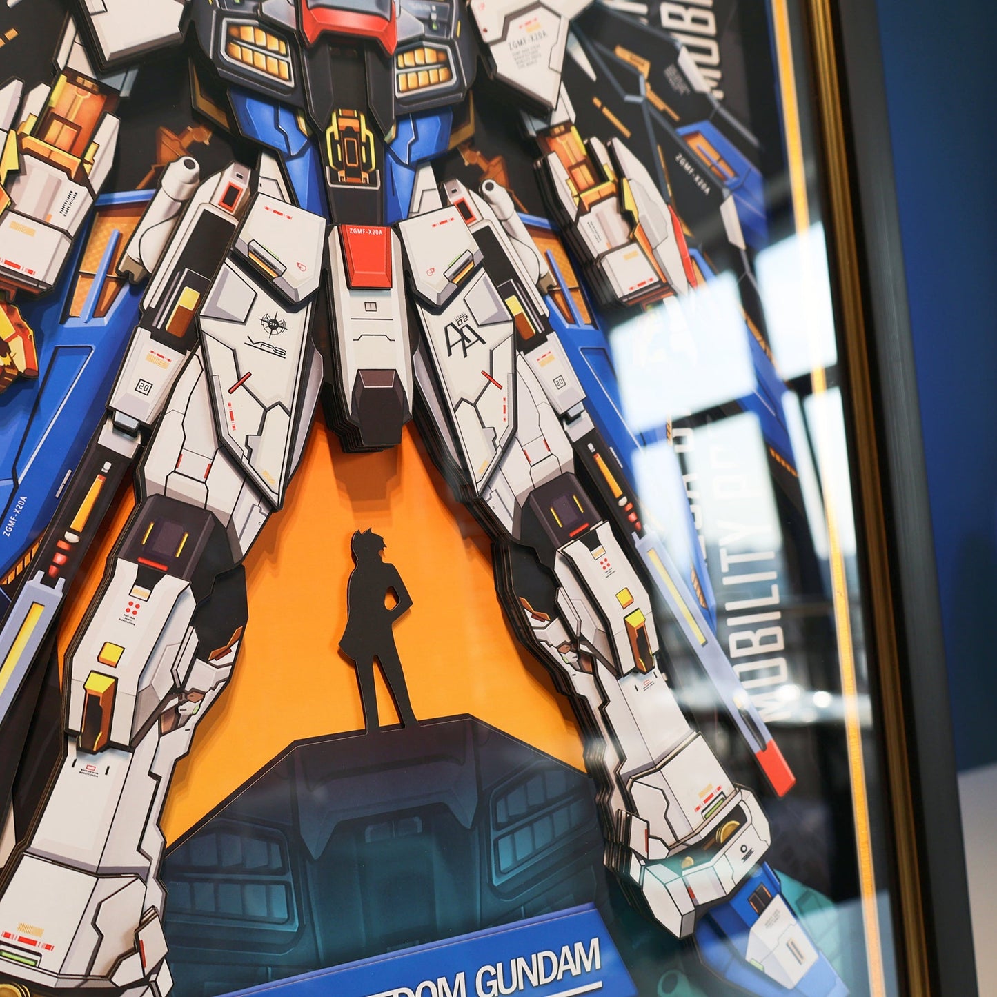 Framed Arts Handmade 3D Decor Paper Art Picture Mecha Robot ZGMF-X20A