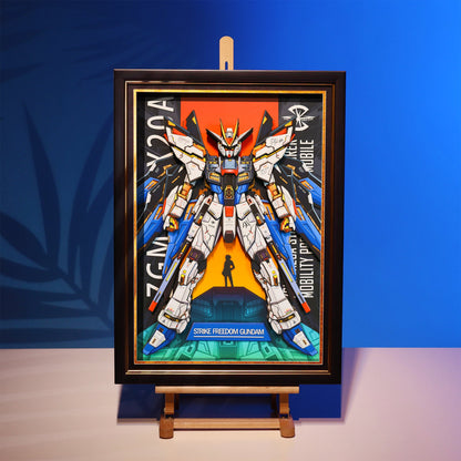 Framed Arts Handmade 3D Decor Paper Art Picture Mecha Robot ZGMF-X20A