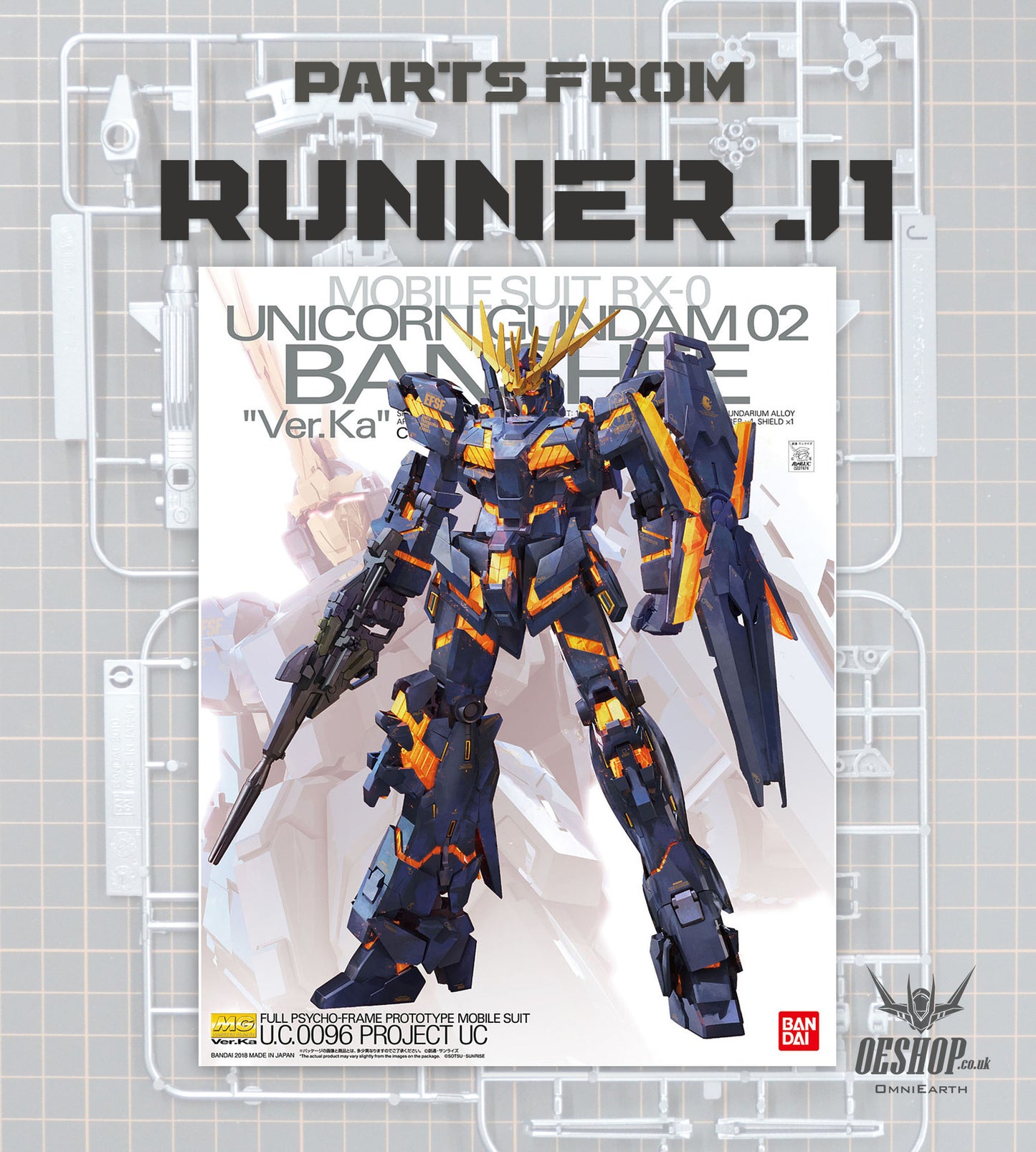 PART - 1/100 MG Unicorn Gundam 02 Banshee Ver.Ka - Runner J1