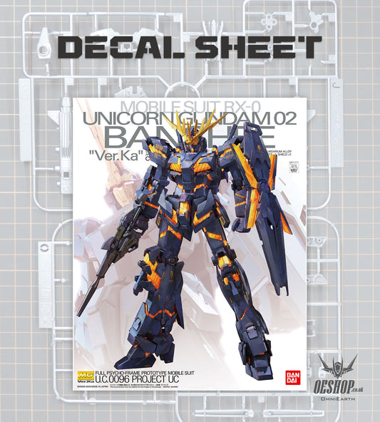 PART - 1/100 MG Unicorn Gundam 02 Banshee Ver.Ka - Water Transfer Decals