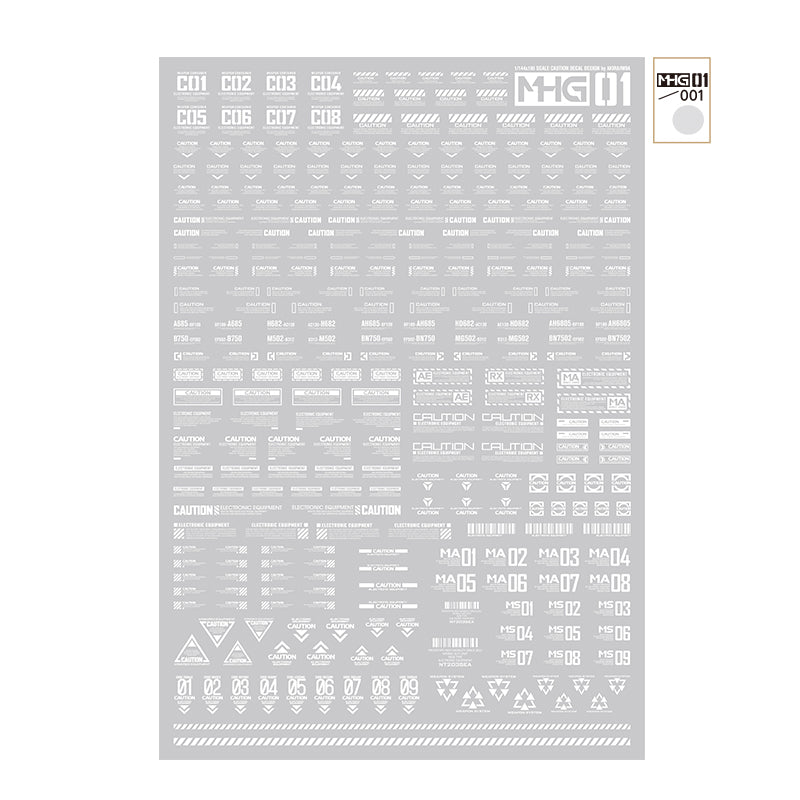 HobbyMio MHG01 Model Decals 1/144 Universal Warning Label With UV Options