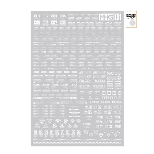 HobbyMio MHG01 Model Decals 1/144 Universal Warning Label With UV Options