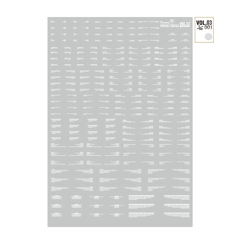 HobbyMio VOL.03 Model Decals Horizontal Text Universal For Sci-fi Mechas With UV Options