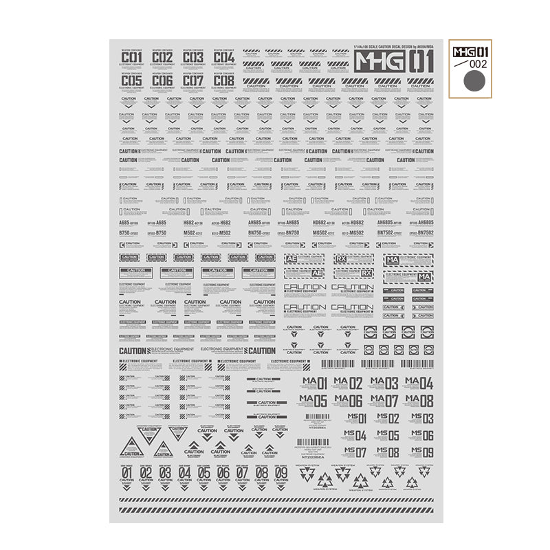 HobbyMio MHG01 Model Decals 1/144 Universal Warning Label With UV Options