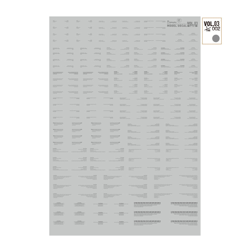 HobbyMio VOL.03 Model Decals Horizontal Text Universal For Sci-fi Mechas With UV Options