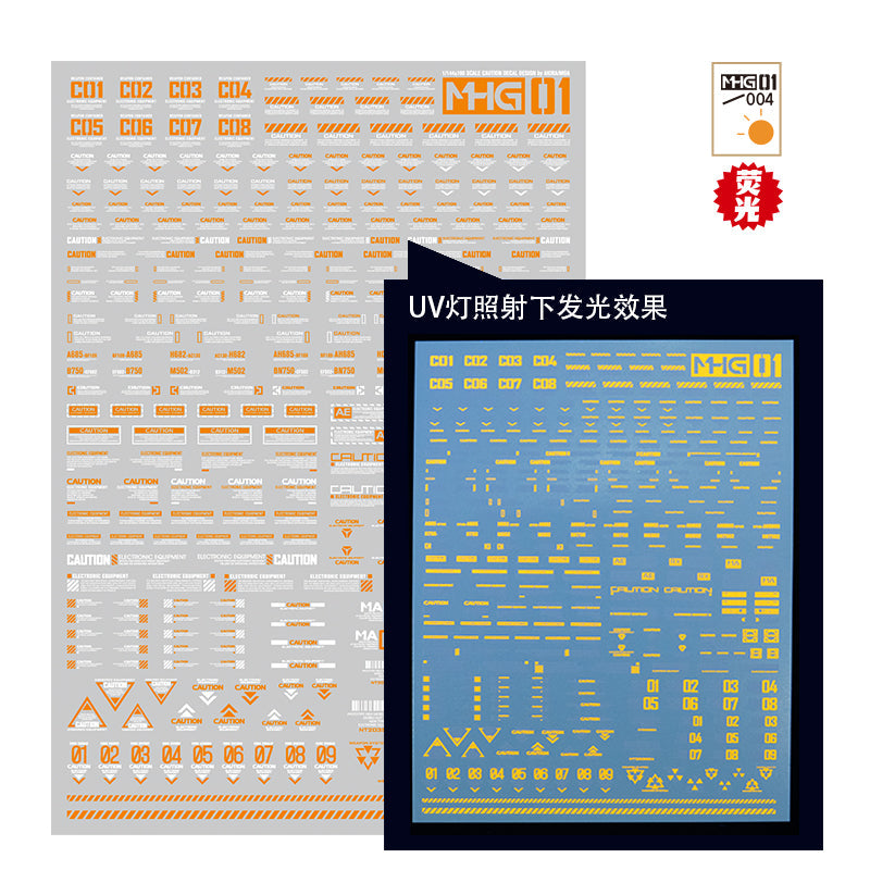 HobbyMio MHG01 Model Decals 1/144 Universal Warning Label With UV Options