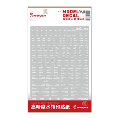 HobbyMio VOL.03 Model Decals Horizontal Text Universal For Sci-fi Mechas With UV Options