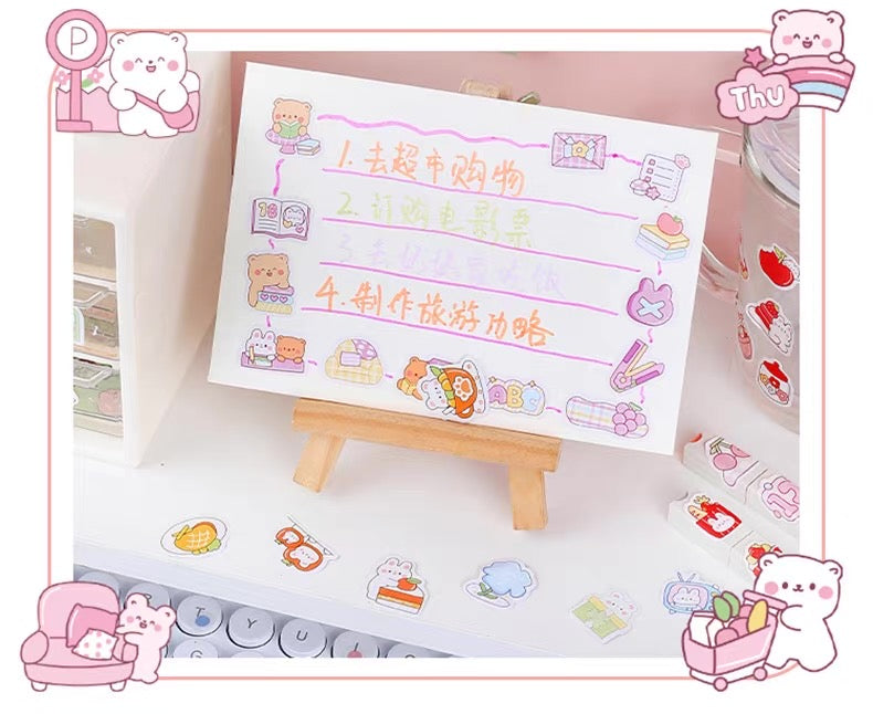 Yzyuezhen Cute Bear & Bunny Stickers (200 pieces)