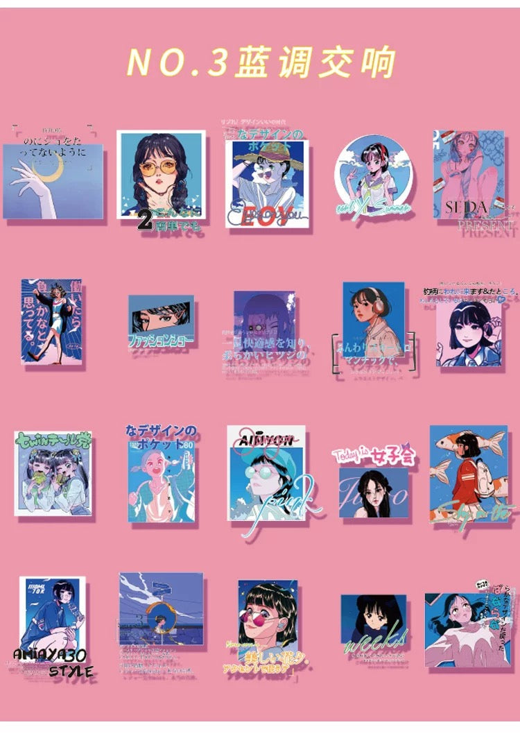 Moore Harajuku Girl Stickers (40 pieces)