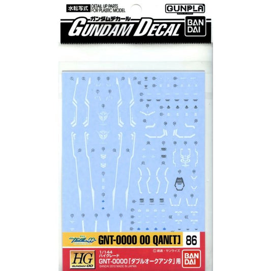Bandai Gundam Decal GD-86 1/144 HG Gundam 00 GNT-0000 00 QAN [T] Decal