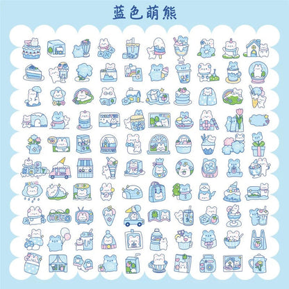 Yzyuezhen Cute Bear & Bunny Stickers (200 pieces)