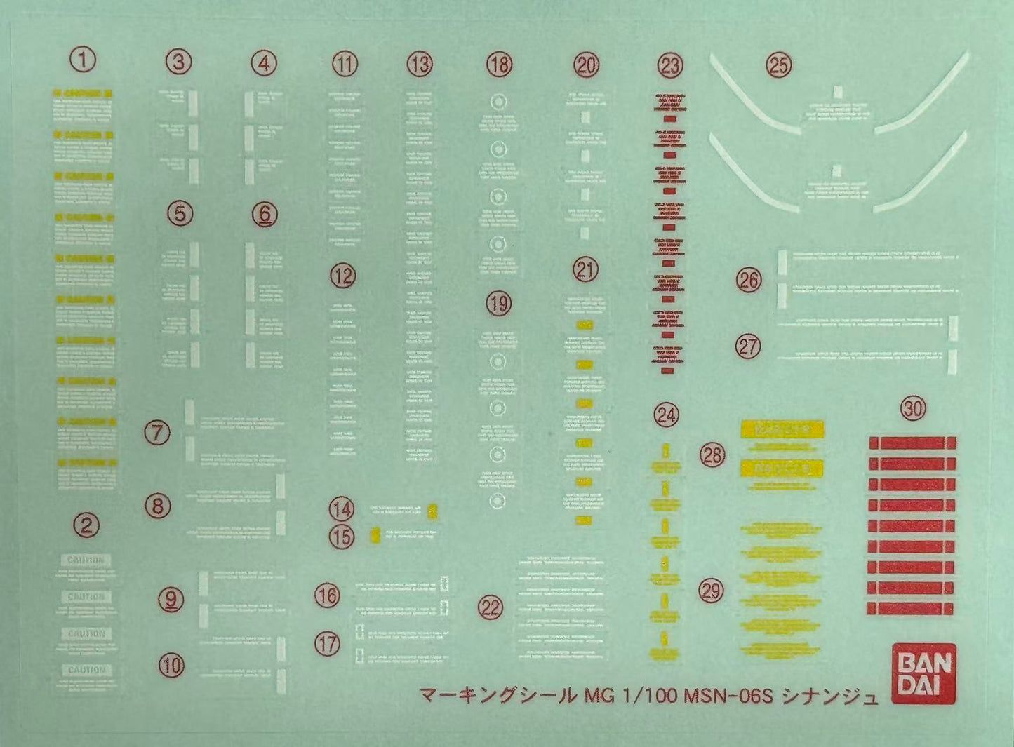 PART - 1/100 MG Sinanju (Animation Color) - Runner STICKERS & ACCESSORIES