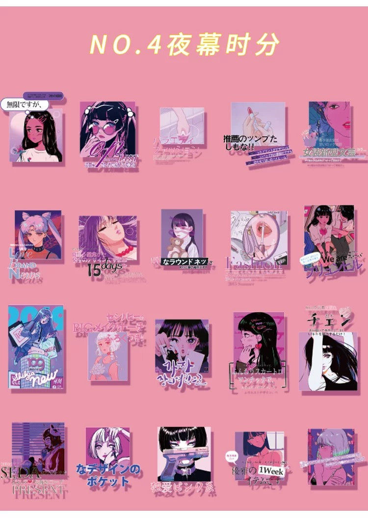 Moore Harajuku Girl Stickers (40 pieces)