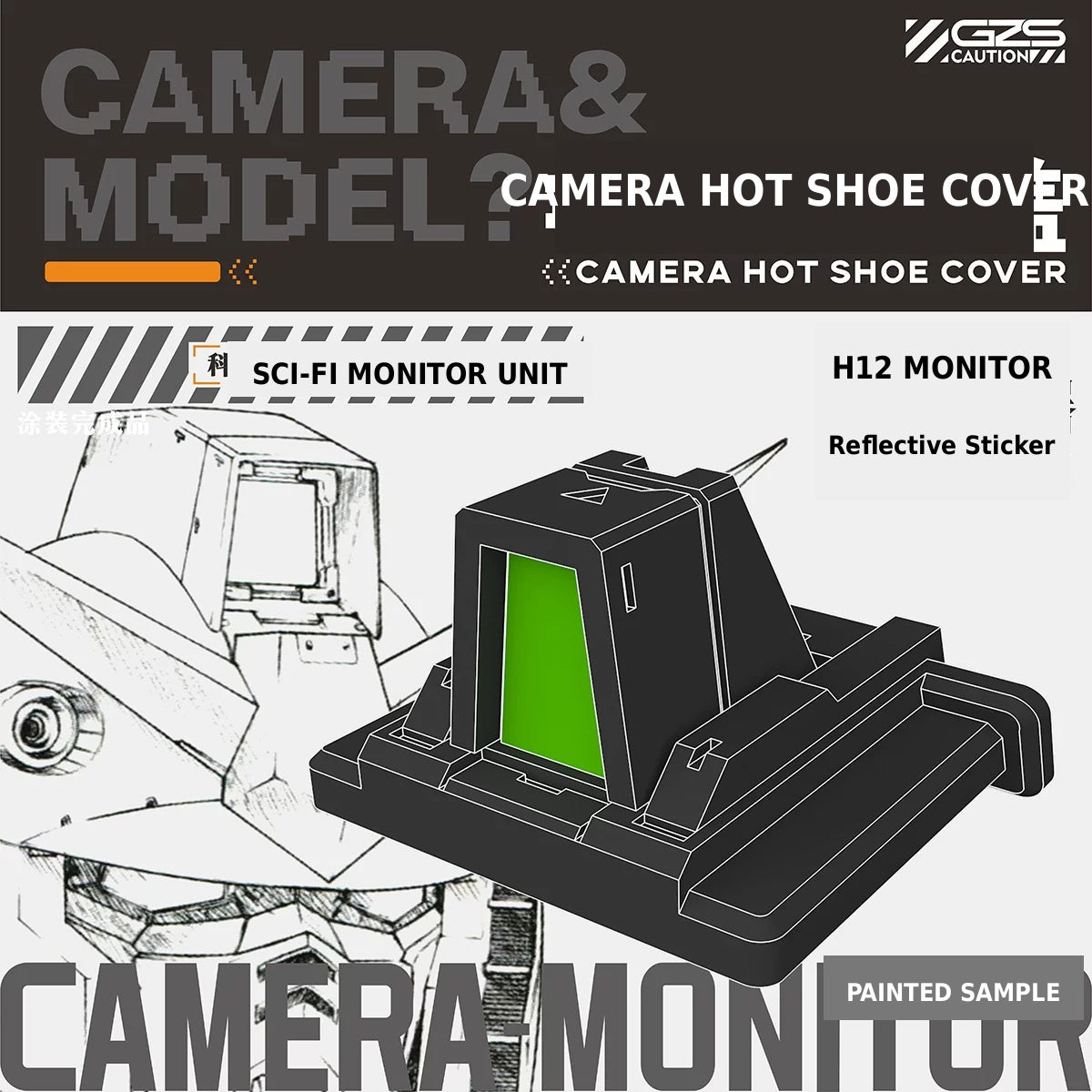 GZ Studio Modular Camera Hot Shoe Cover | Sci-Fi Tactical Style | Compatible with Sony, Nikon & Canon DSLR/Mirrorless Cameras