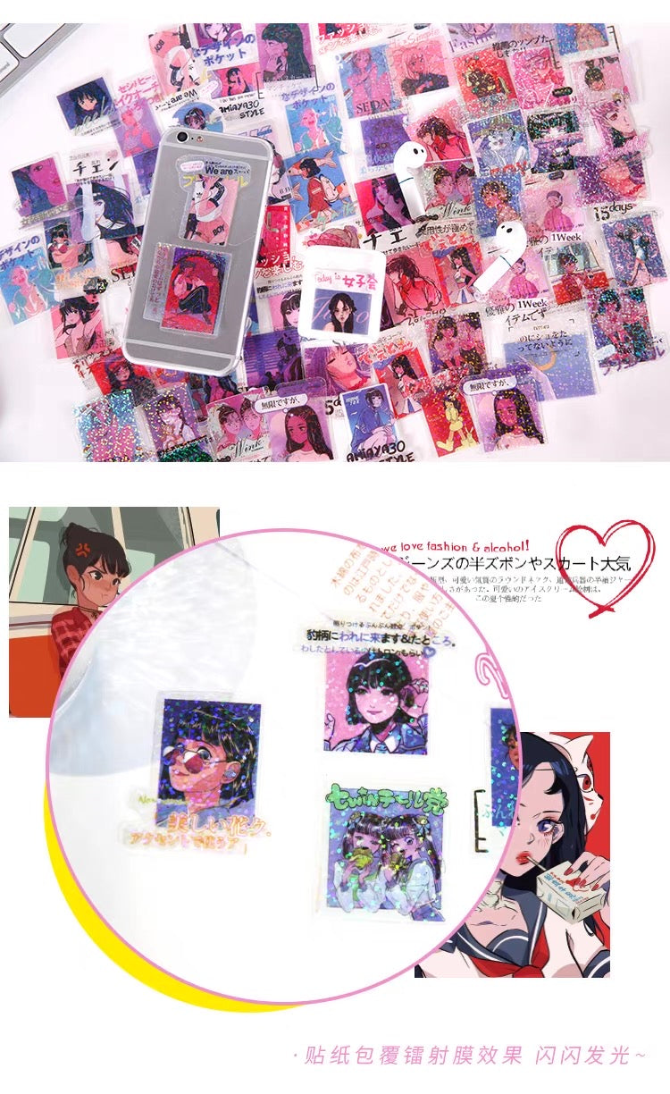 Moore Harajuku Girl Stickers (40 pieces)