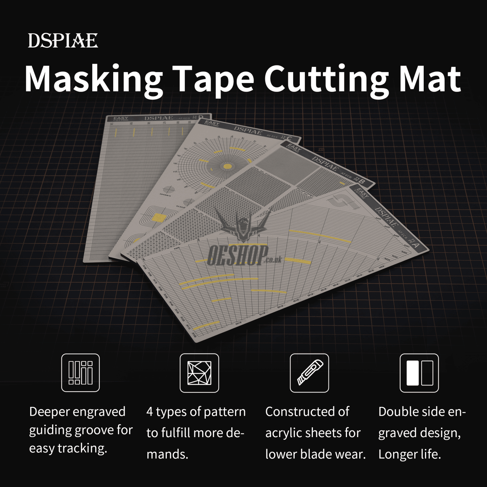 Dspiae At-Ec Masking Tape Cutting Mat (Concentric Circles)