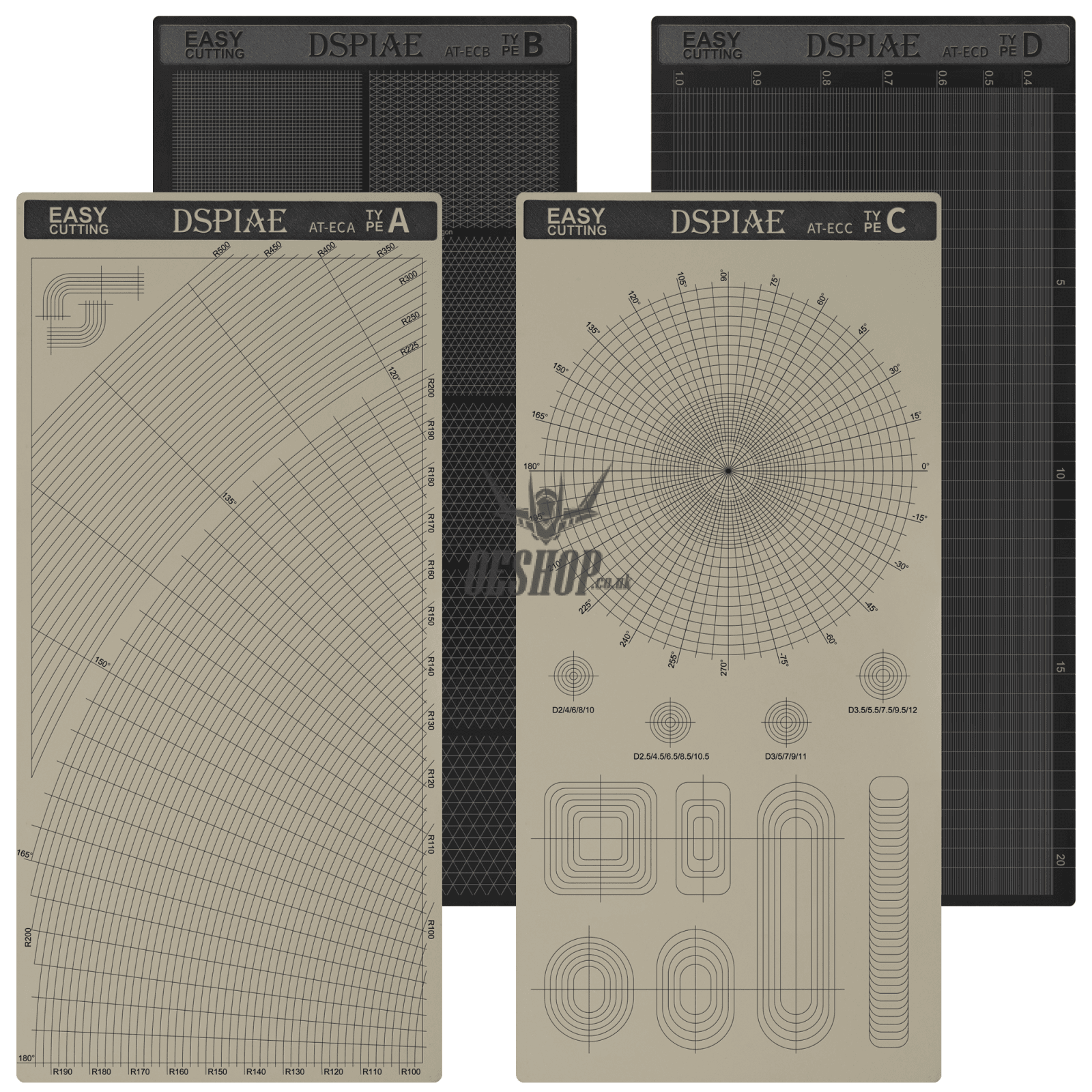 Dspiae At-Ec Masking Tape Cutting Mat (Concentric Circles)