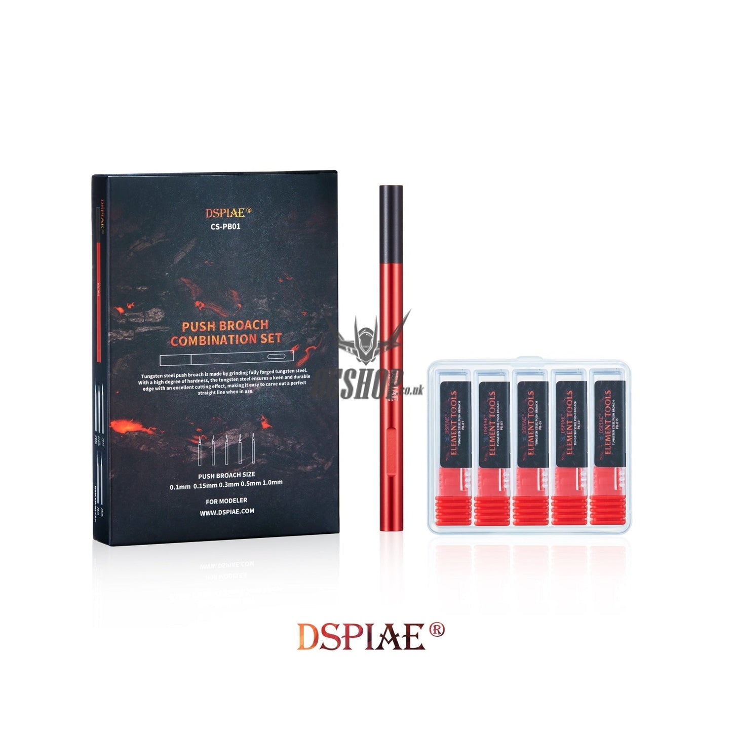 DSPIAE CS-PB01 Push Broach Combination Set (0.1.15.3.5\1.0mm)