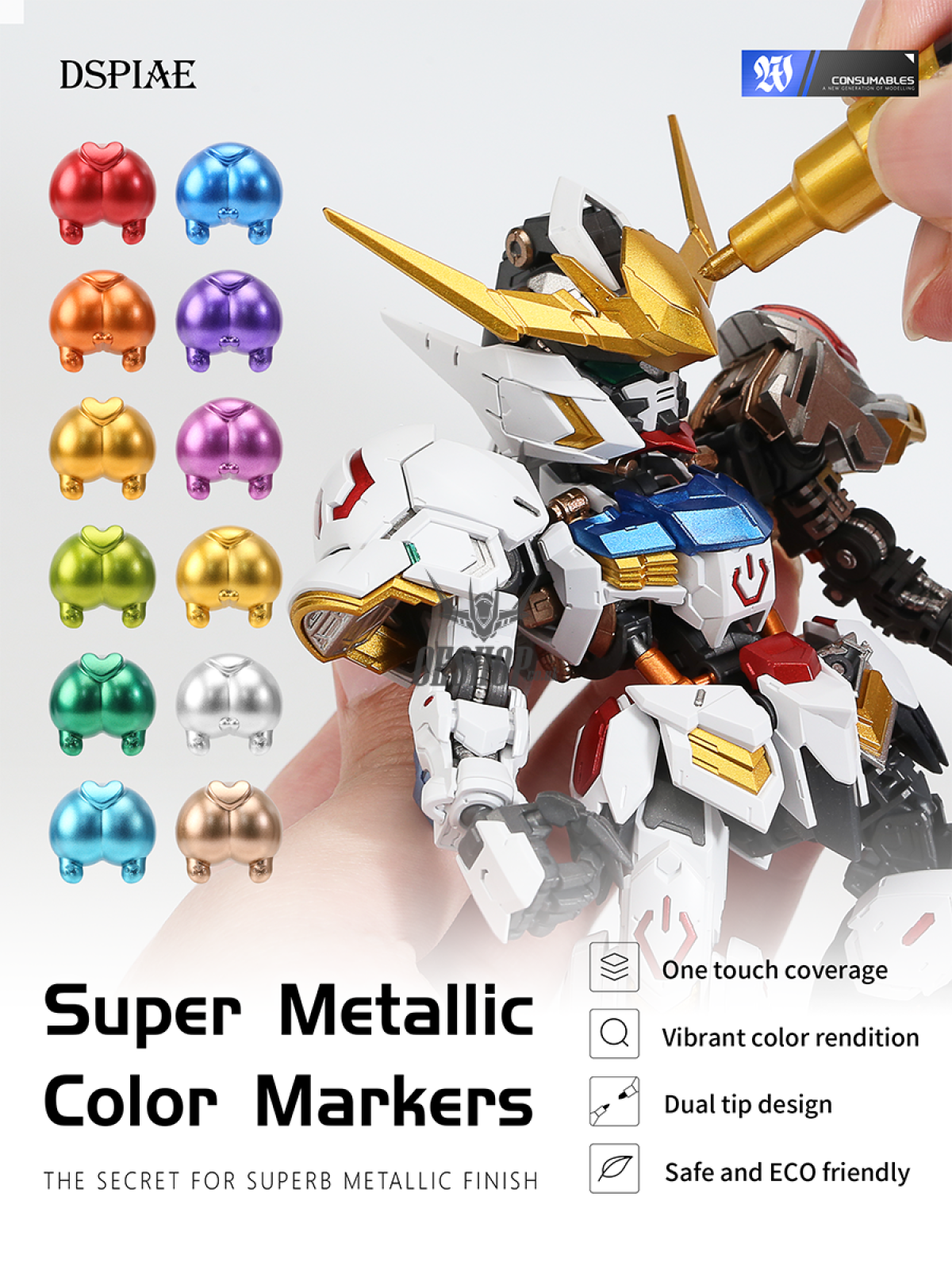 Dspiae Mka Super Metallic Color Markers Environment-Friendly