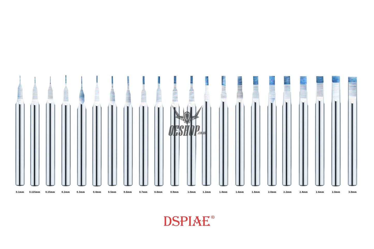 Dspiae Pb 0.1Mm~3.0Mm Tungsten Steel Push Broach (Chisel) Shank Dia: 3.175Mm